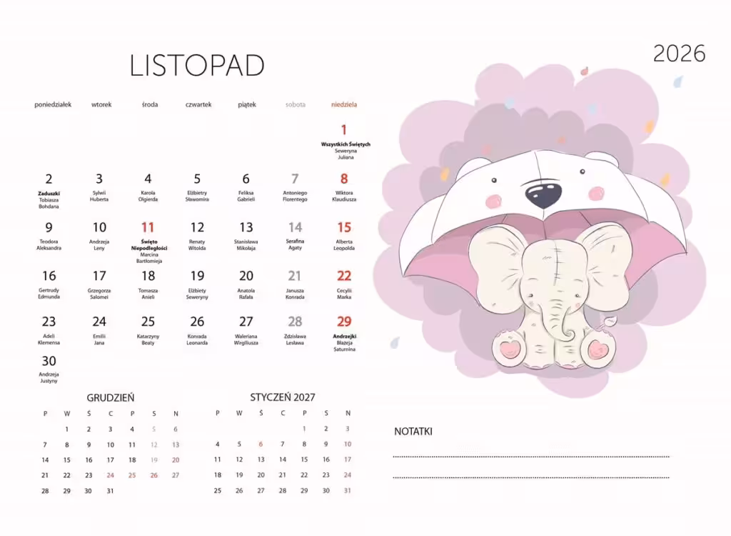 kalendarz 2026
