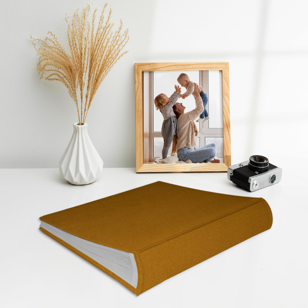 album na zdjęcia wsuwane | aksamit | miodowo-musztardowy, złocisty
