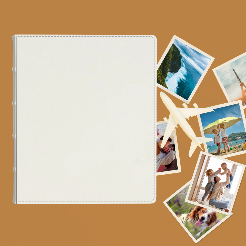 album do wklejania zdjęć, klasyczny | skóra galanteryjna | Śmietankowa biel