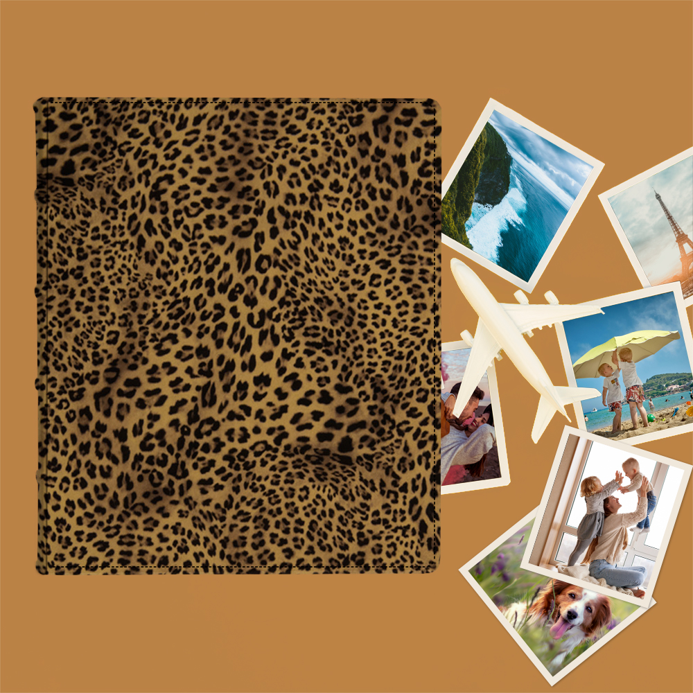 album do wklejania zdjęć, klasyczny | skóra galanteryjna | w panterkę