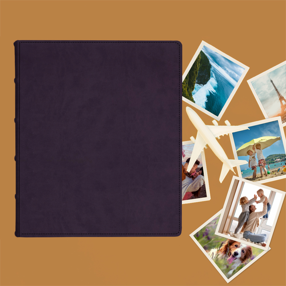 album do wklejania zdjęć, klasyczny | skóra galanteryjna | śliwkowy