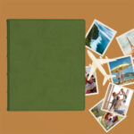 album do wklejania zdjęć, klasyczny | skóra galanteryjna | oliwkowa zieleń