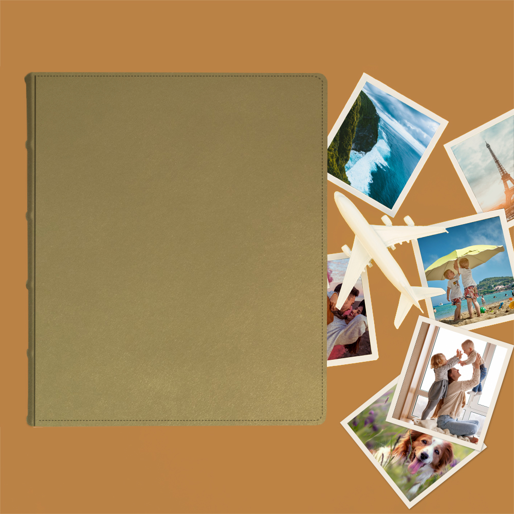 album do wklejania zdjęć, klasyczny | skóra galanteryjna | złoty luksusowy