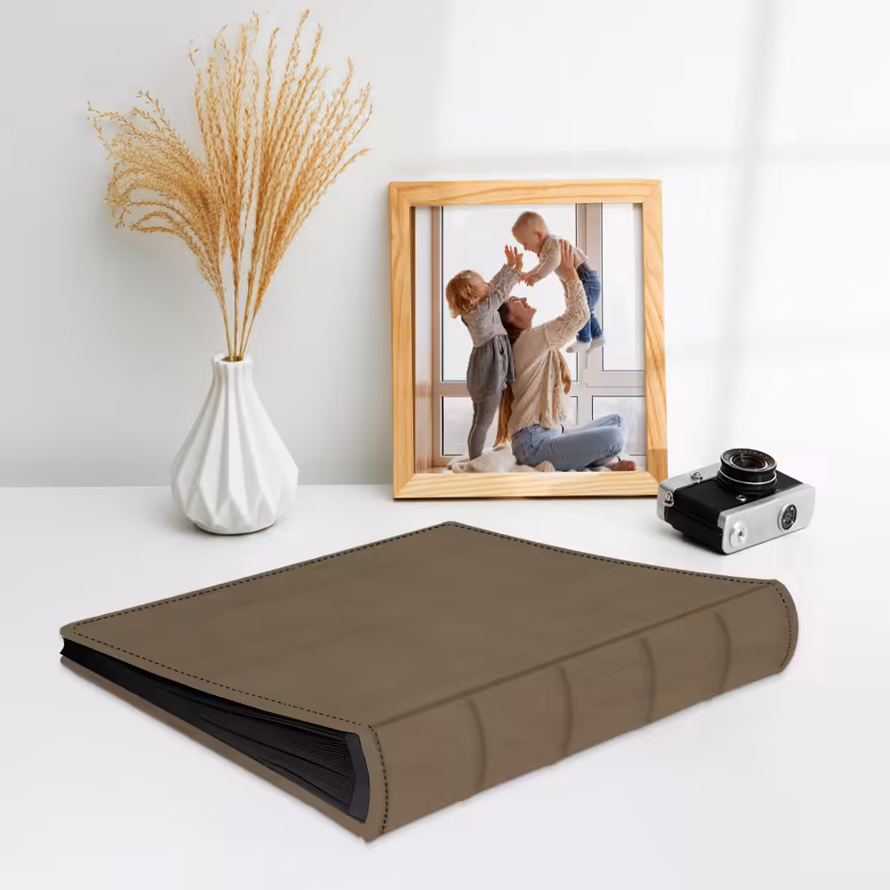 album do wklejania zdjęć, klasyczny | skóra galanteryjna | matowy brąz