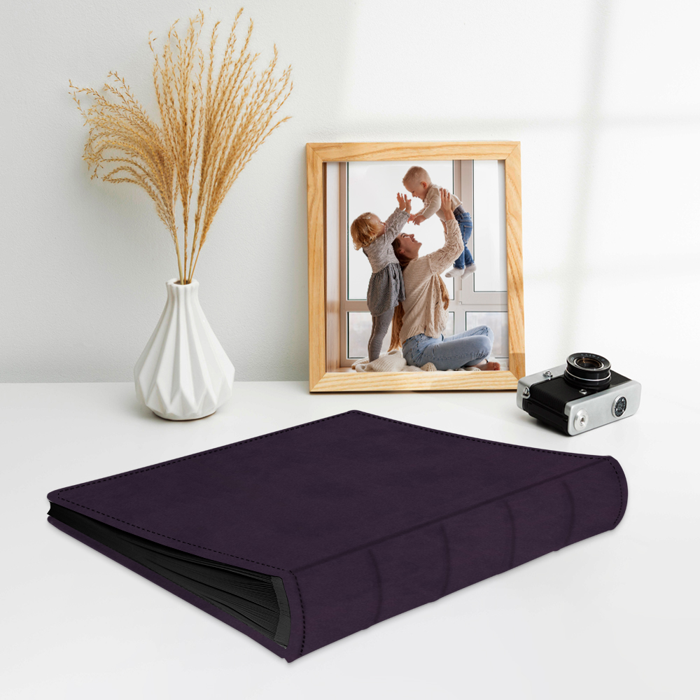 album do wklejania zdjęć, klasyczny | skóra galanteryjna | śliwkowy