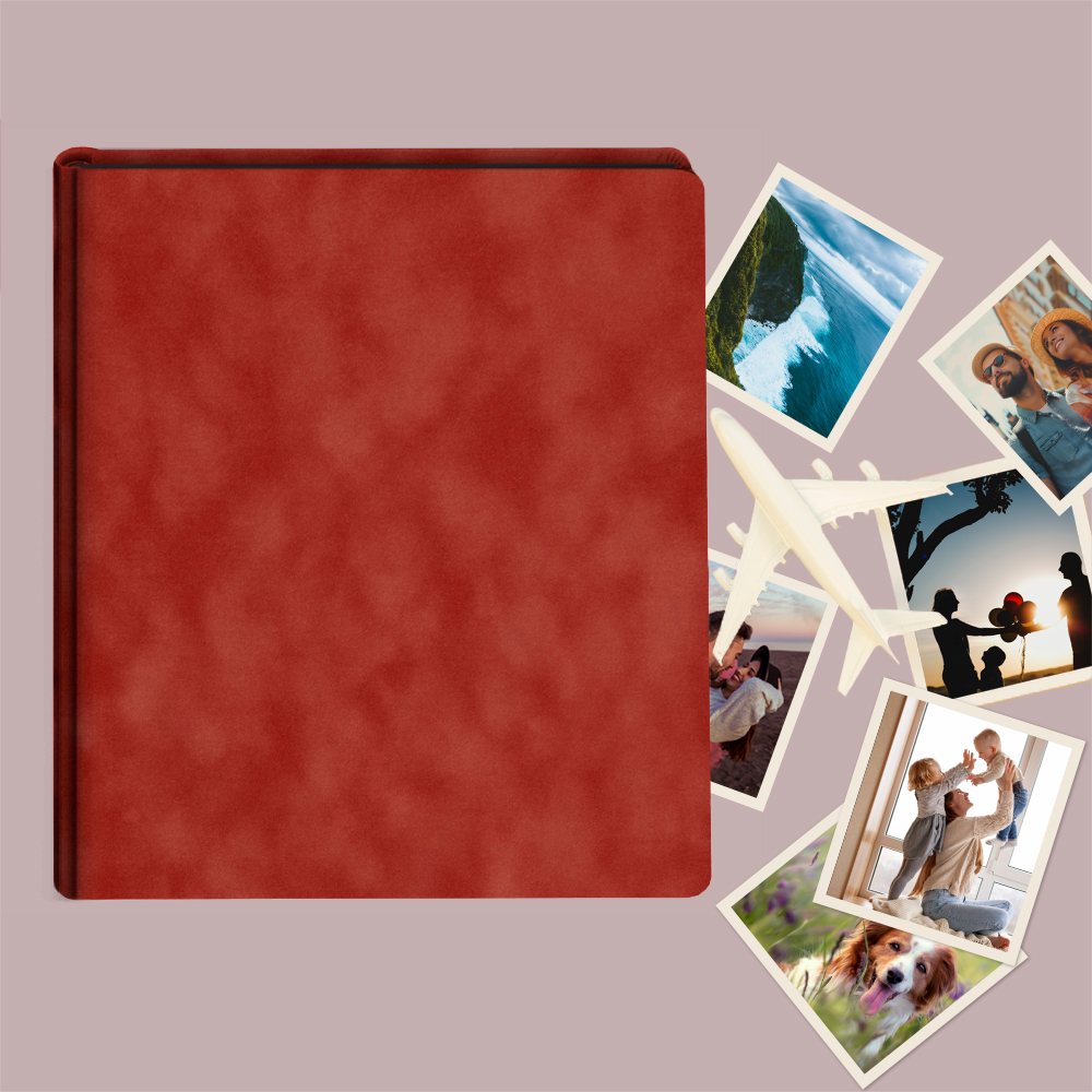 album do wklejania zdjęć, klasyczny | welur | ceglasty
