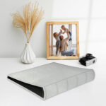 album do wklejania zdjęć, klasyczny | skóra galanteryjna | srebrny połysk