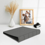 album do wklejania zdjęć, klasyczny | skóra galanteryjna | szary minimalistyczny