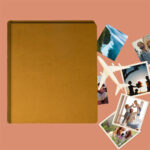 album do wklejania zdjęć, klasyczny | aksamit | miodowo-musztardowy