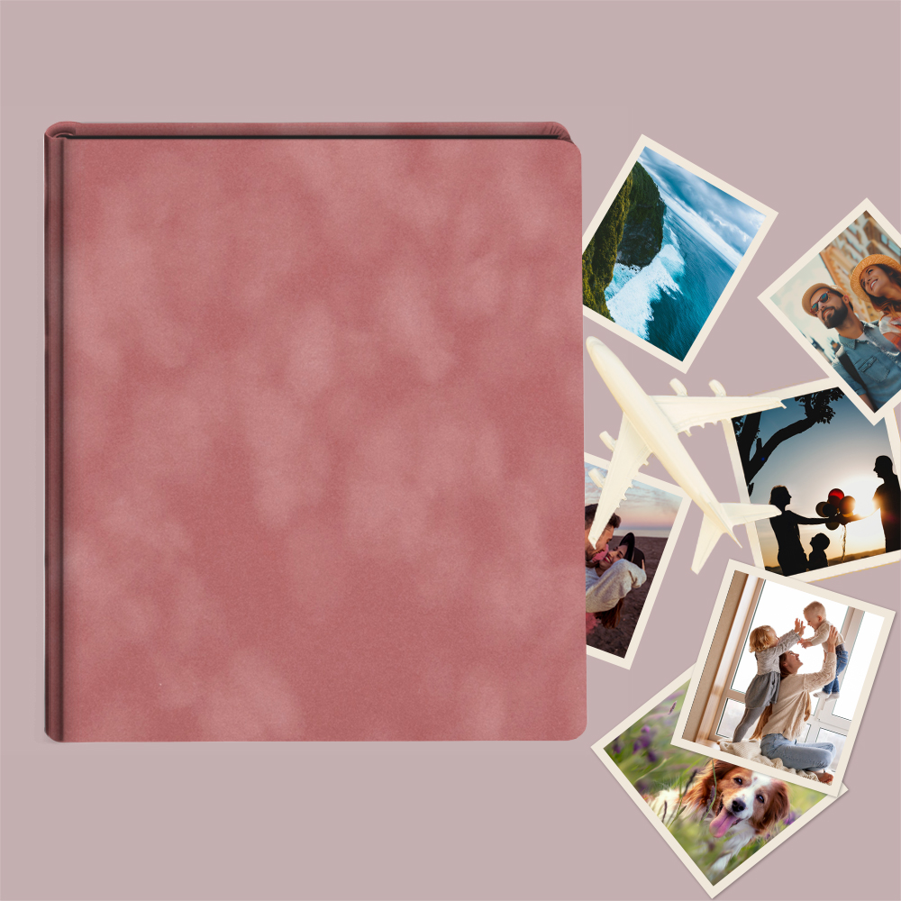 album do wklejania zdjęć, klasyczny | welur | pudrowa róż