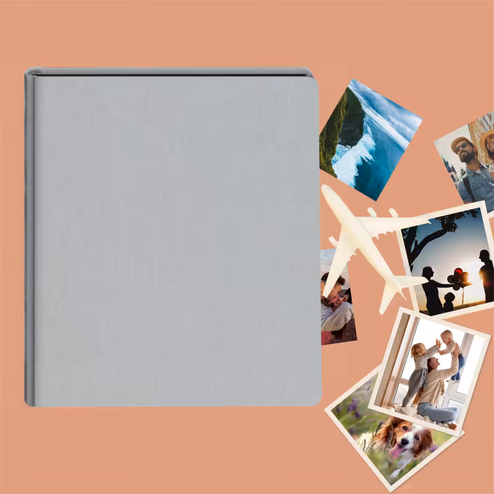 album do wklejania zdjęć, klasyczny | płótno | szary elegancki