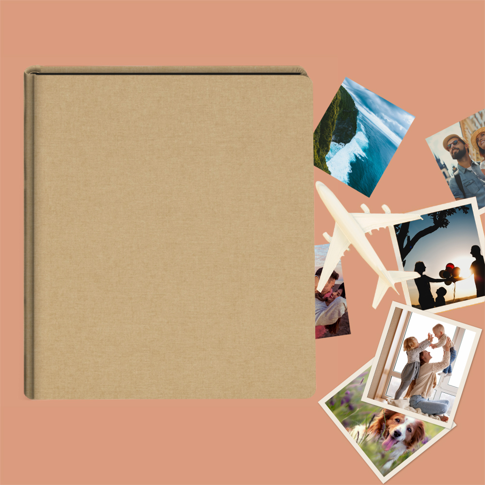 album do wklejania zdjęć, klasyczny | płótno | beż piaskowy