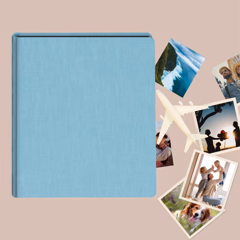 album do wklejania zdjęć, klasyczny | płótno | błękit letni