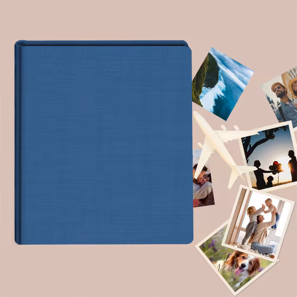 album do wklejania zdjęć, klasyczny | płótno | niebieski chabrowy