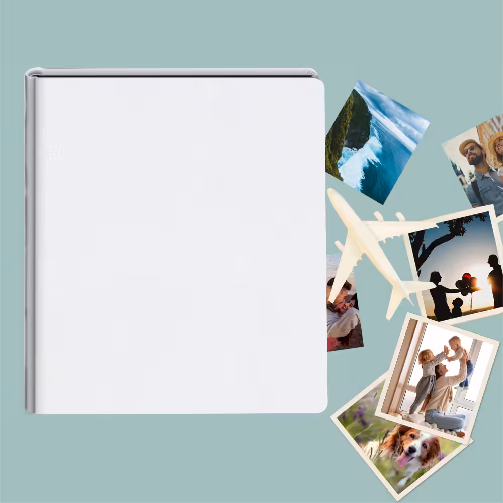 album do wklejania zdjęć, klasyczny | płótno | biały z połyskiem