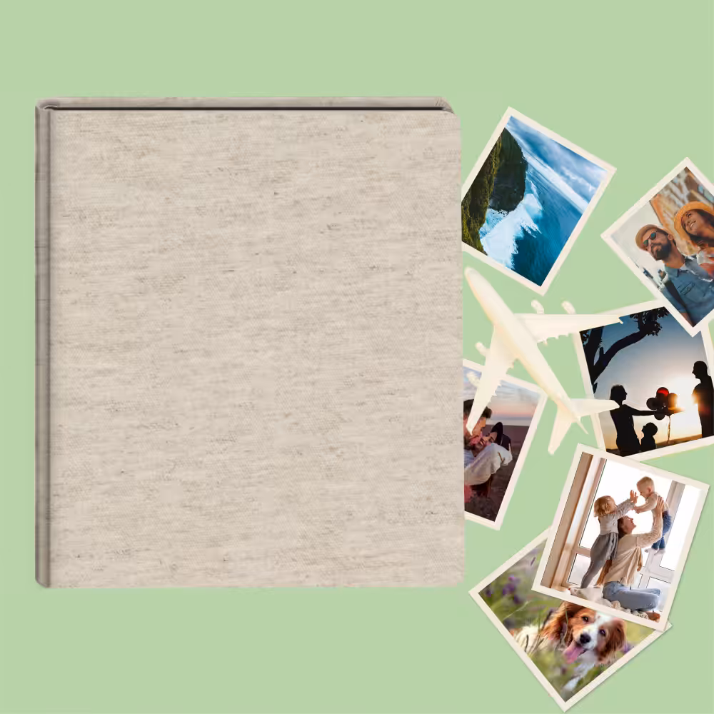album do wklejania zdjęć, klasyczny | płótno | len beżowy