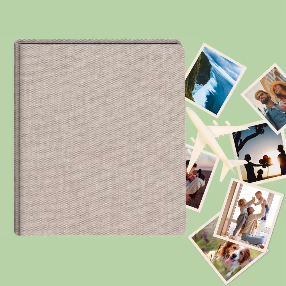 album do wklejania zdjęć, klasyczny | płótno | jasny len