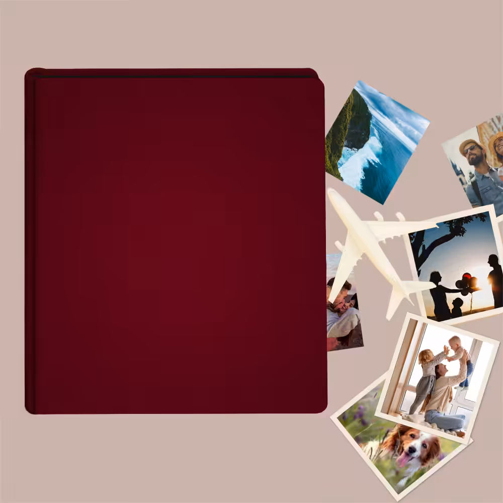 album do wklejania zdjęć, klasyczny | aksamit | rubinowy