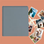 album do wklejania zdjęć, klasyczny | skóra galanteryjna | szary błękitny