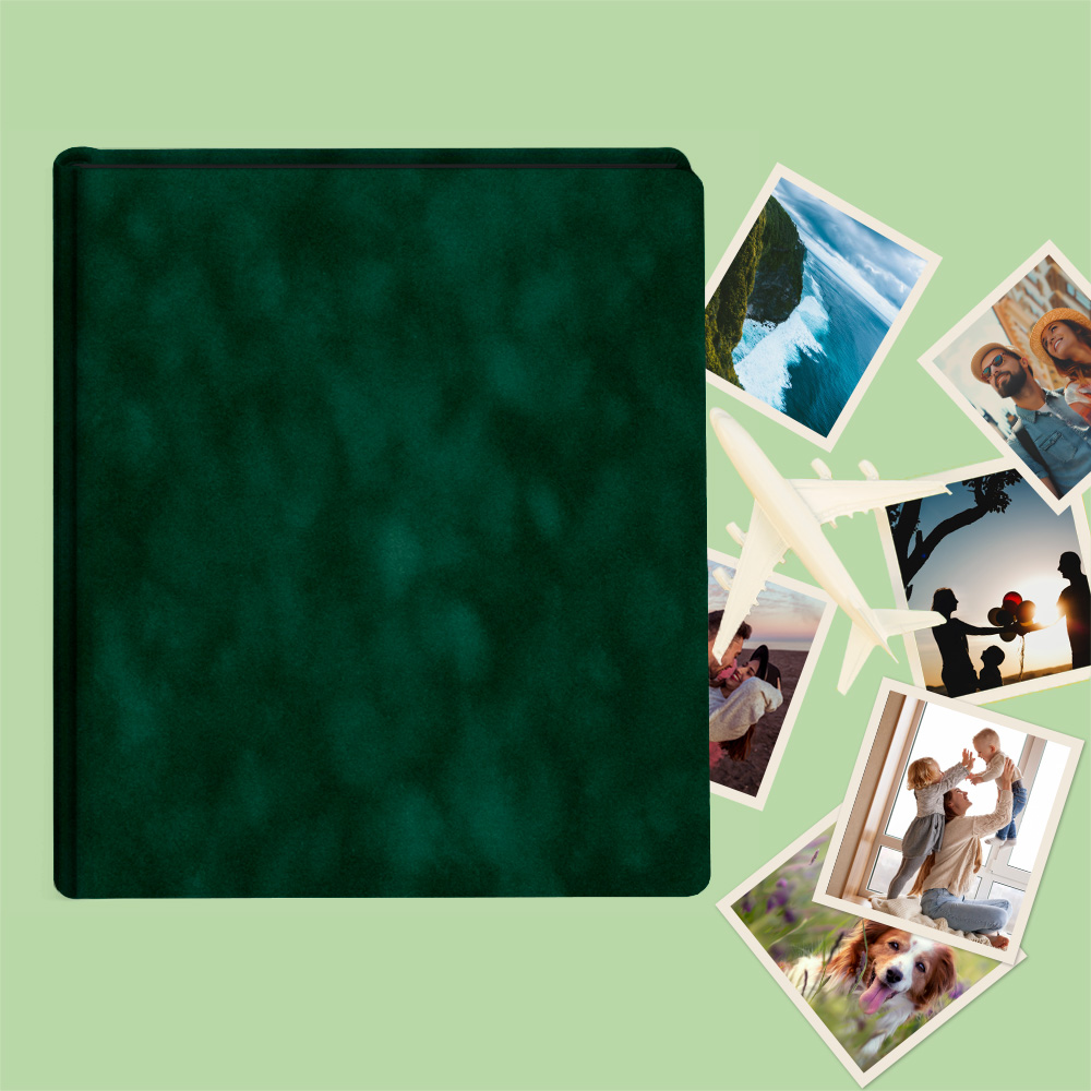 album do wklejania zdjęć, klasyczny | welur | butelkowa zieleń