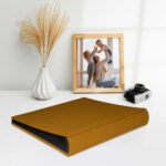 album do wklejania zdjęć, klasyczny | aksamit | miodowo-musztardowy