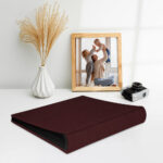 album do wklejania zdjęć, klasyczny | płótno | bordowo-brązowy