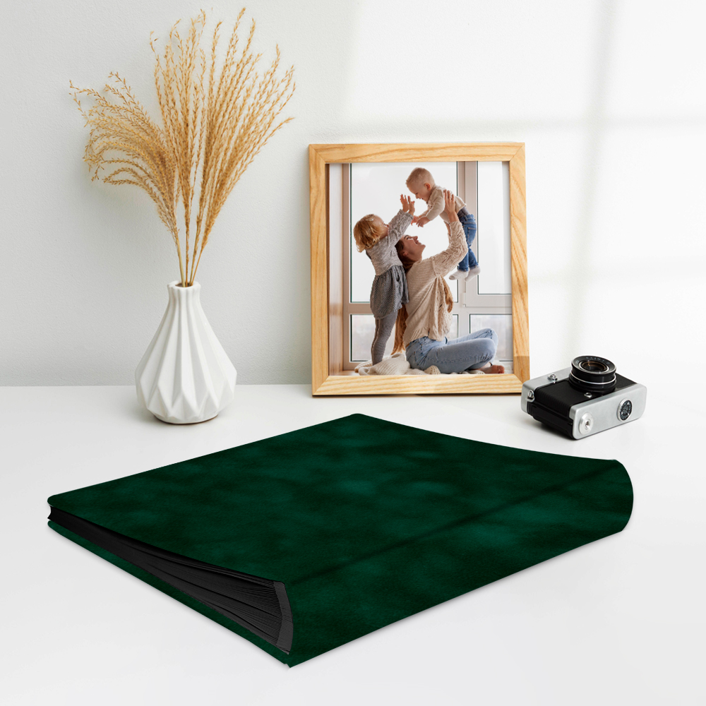 album do wklejania zdjęć, klasyczny | welur | butelkowa zieleń