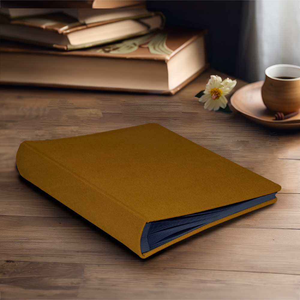 album do wklejania zdjęć, klasyczny | aksamit | miodowo-musztardowy