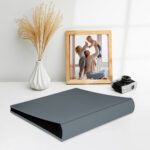 album do wklejania zdjęć, klasyczny | skóra galanteryjna | szary błękitny