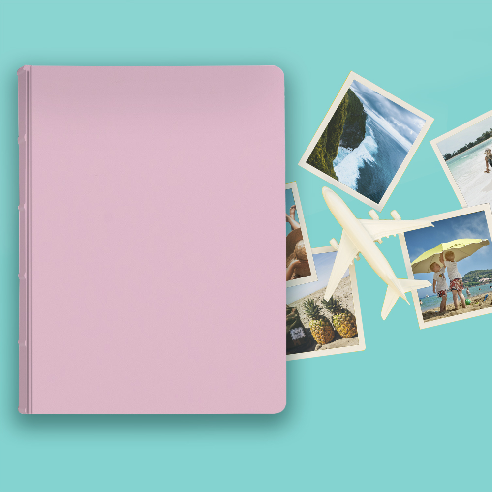 album na zdjęcia wsuwane | skóra galanteryjna | pastelowy róż