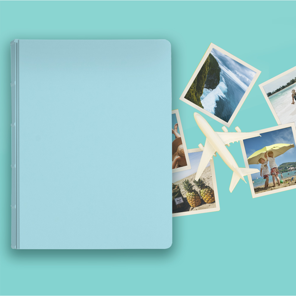 album na zdjęcia wsuwane | skóra galanteryjna | pastelowy błękit