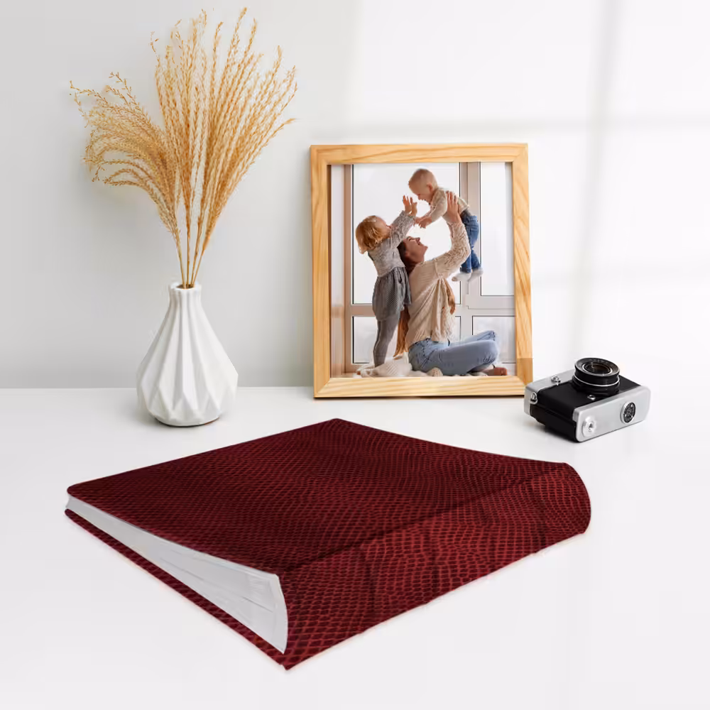 album na zdjęcia wsuwane | skóra galanteryjna | czerwona skóra węża