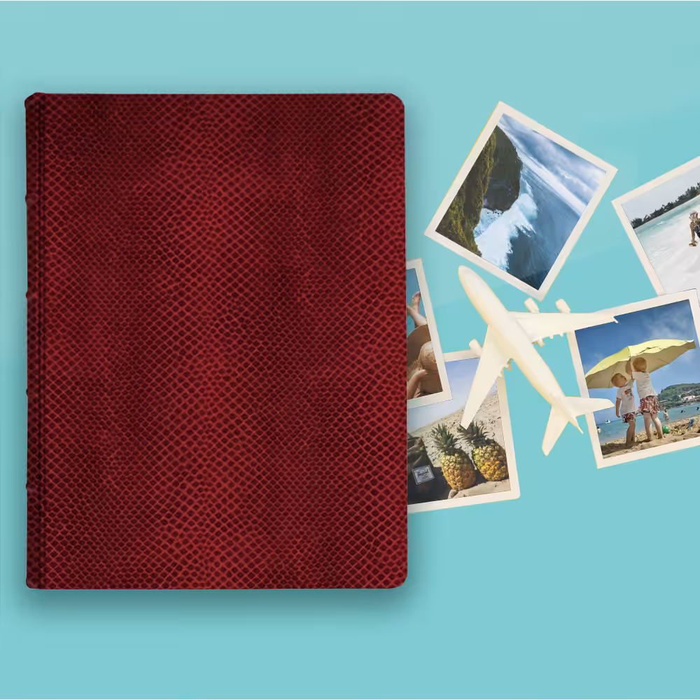 album na zdjęcia wsuwane | skóra galanteryjna | czerwona skóra węża