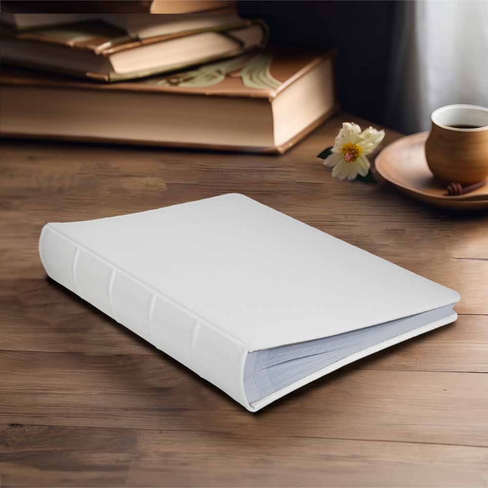 album na zdjęcia wsuwane | skóra galanteryjna | perłowa biel