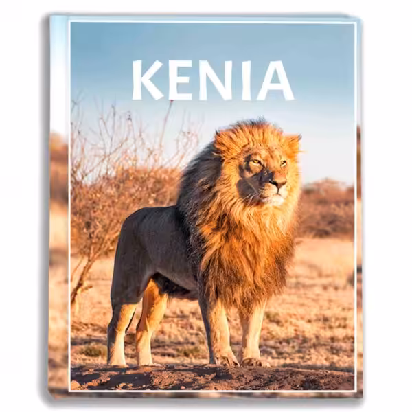 album na zdjęcia kieszeniowy, pamiątka z wakacji, afryka, kenia i lew