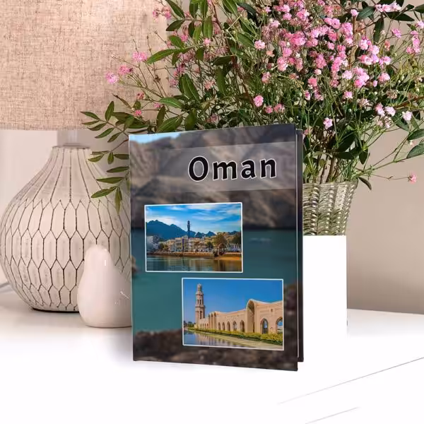 kieszeniowy album na zdjęcia, pamiątka z wakacji, oman, maskat, wielki meczet sułtana kabusa