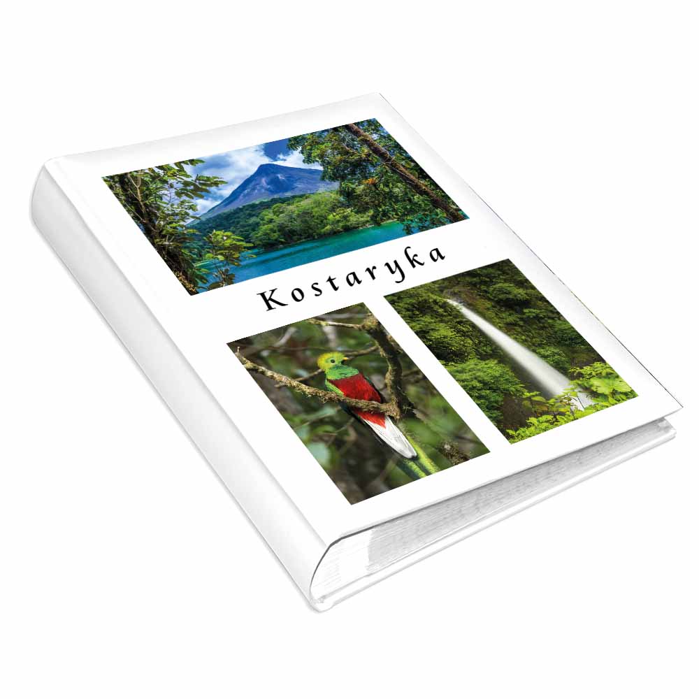 kieszeniowy album na zdjęcia, pamiątka z wakacji, kostaryka, wulkan arenal