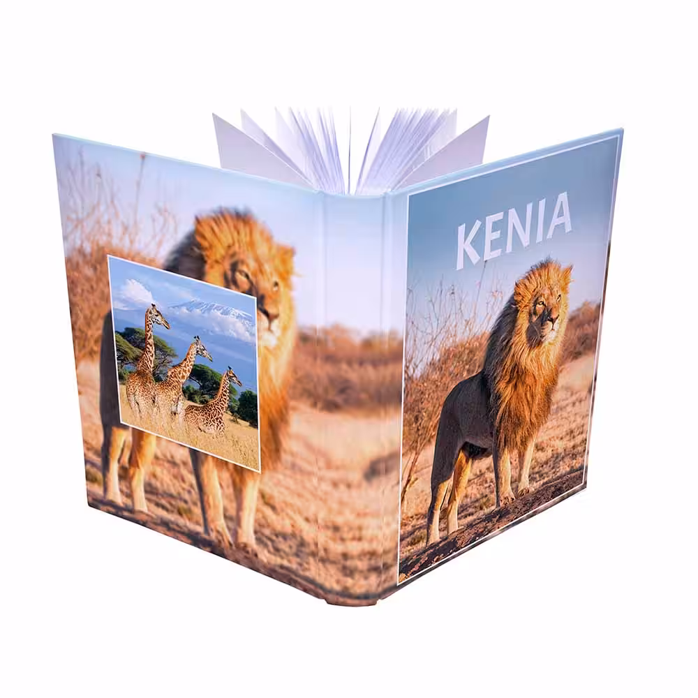 album na zdjęcia kieszeniowy, pamiątka z wakacji, afryka, kenia i lew