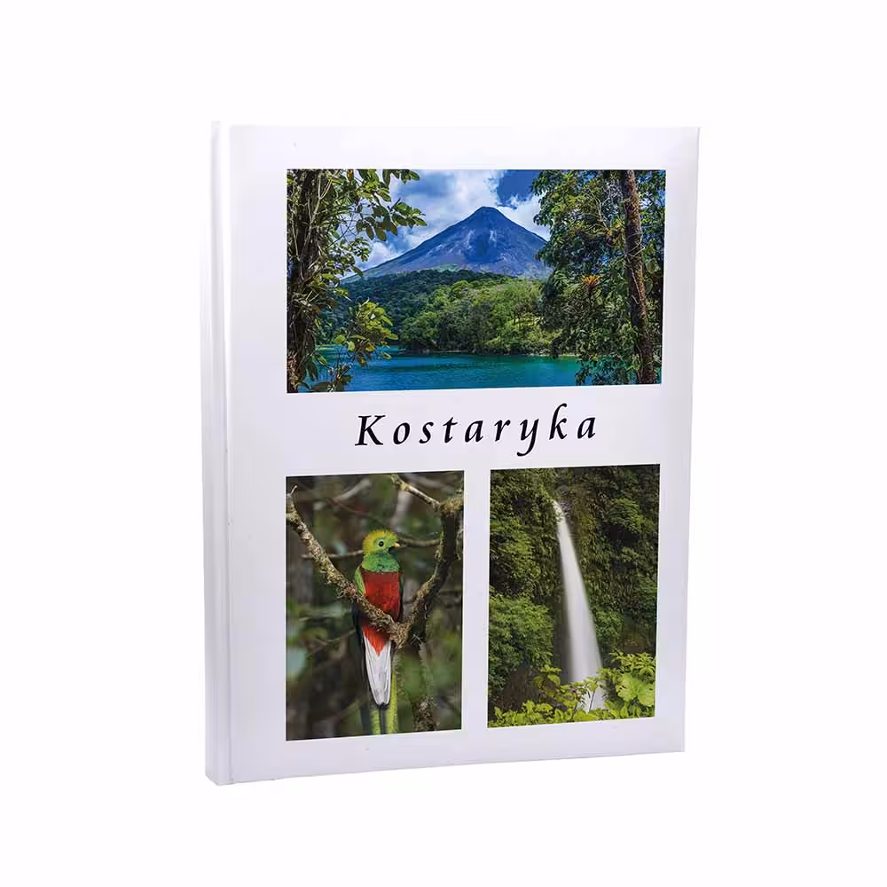 kieszeniowy album na zdjęcia, pamiątka z wakacji, kostaryka, wulkan arenal