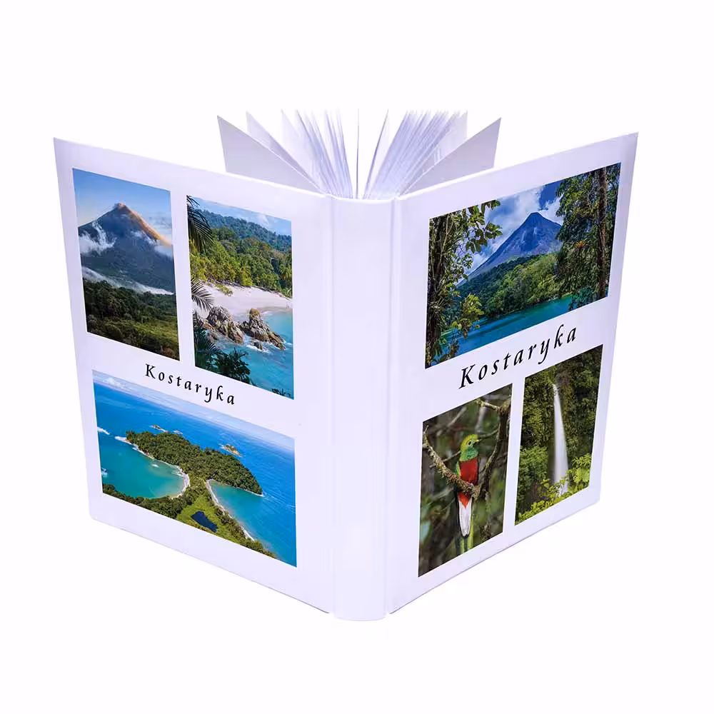 kieszeniowy album na zdjęcia, pamiątka z wakacji, kostaryka, wulkan arenal