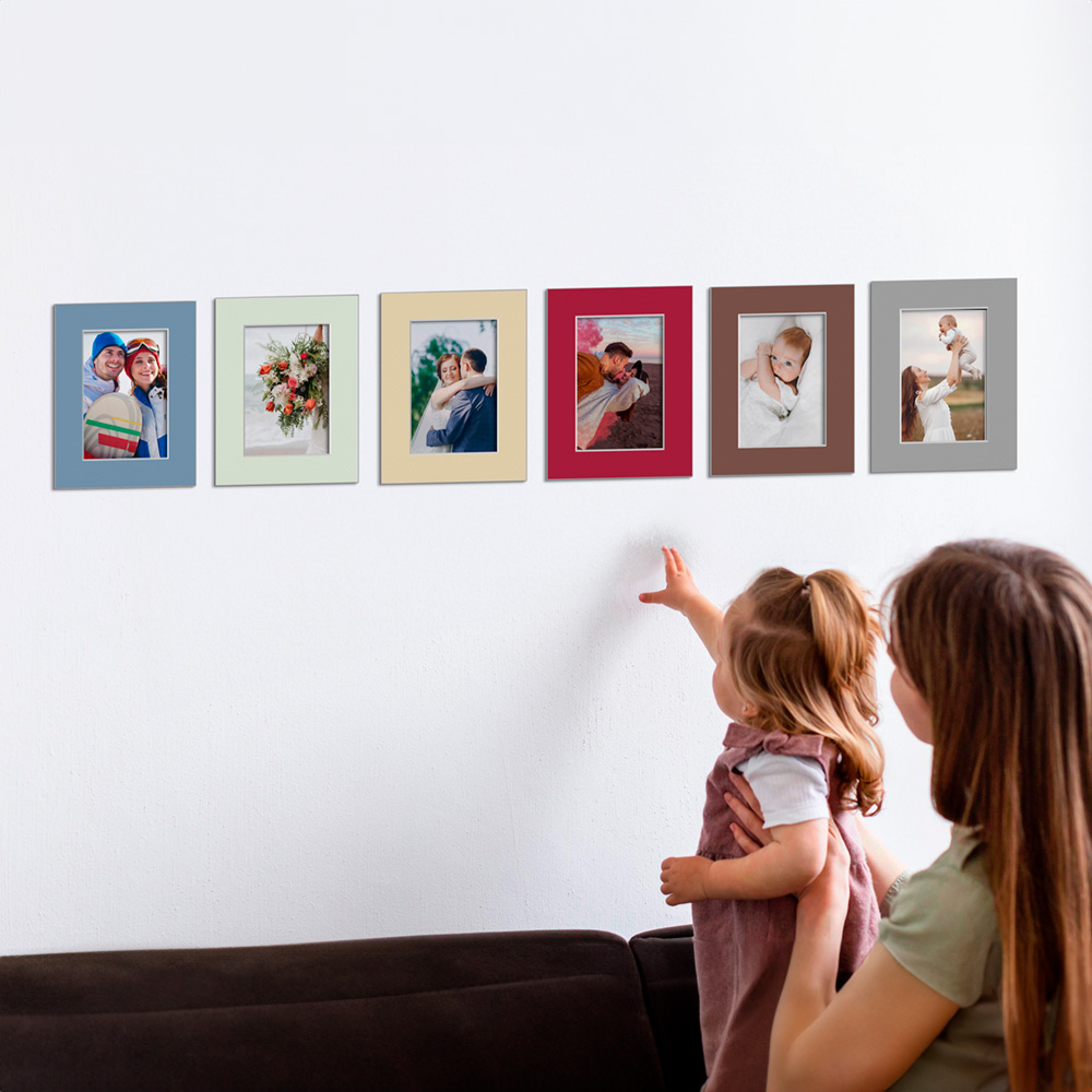 zestaw 10 ramek na zdjęcia passepartout formatu 10x15 - mix kolorów, ramka na ścianę