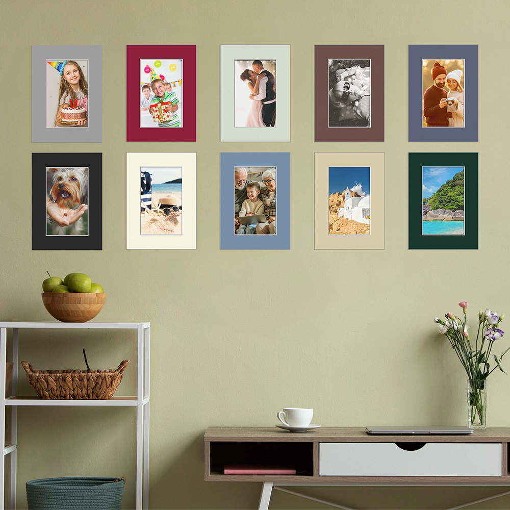 zestaw 10 ramek na zdjęcia passepartout formatu 13x18 - mix kolorów, ramka na ścianę