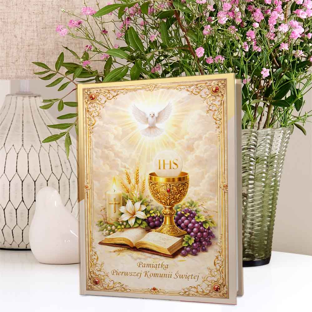 album na zdjęcia, kieszeniowy, pamiątka pierwszej komunii Świętej